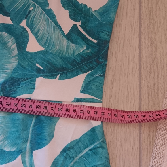 Sexy See-Through Mesh Dress Spaghetti Strap Leaf Print Romper Set - Picture 7 of 16